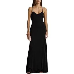 Lauren Ralph Lauren Jersey V-Neck Chain Strap Drape Knotted Open Back Size 12